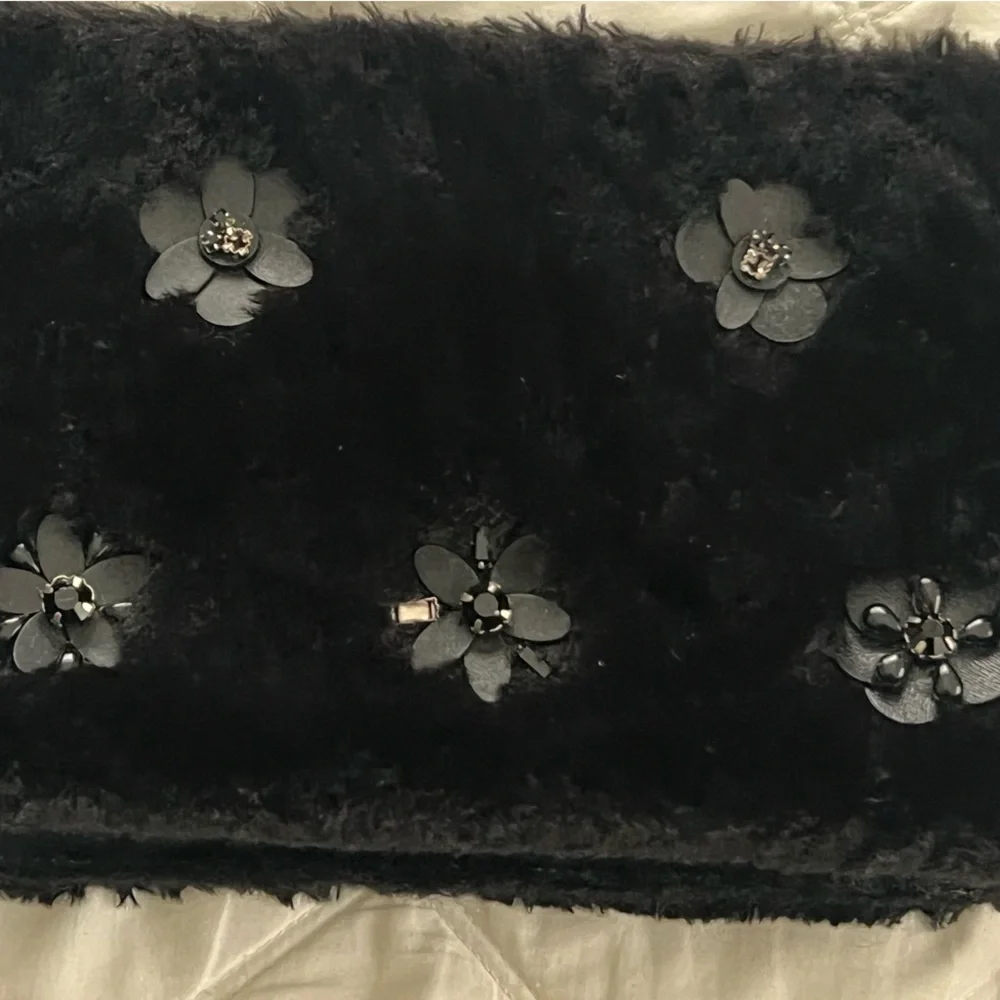 Kate spade New York neve shearling and beaded embellishment clutch